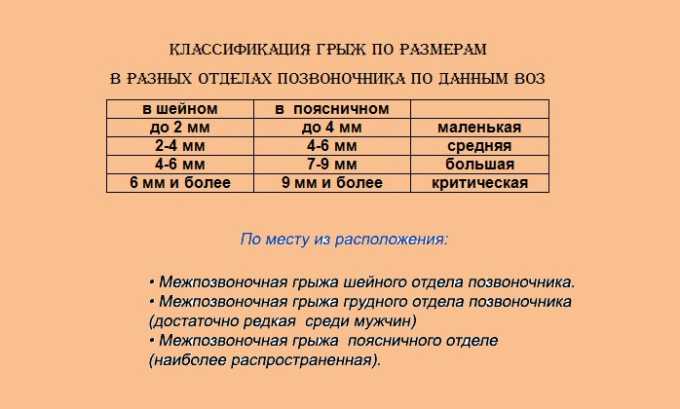 Классификация грыж по размеру и местоположению